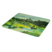 緑の谷絵画の水色 カッティングボード (角)