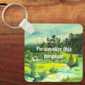 緑の谷絵画の水色 キーホルダー (正面)