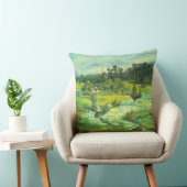 緑の谷絵画の水色 クッション (椅子)