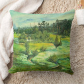 緑の谷絵画の水色 クッション (ブランケット)