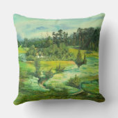 緑の谷絵画の水色 クッション (裏面)