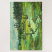 緑の谷絵画の水色 ジグソーパズル (縦)