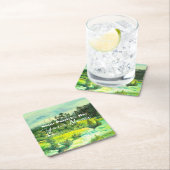 緑の谷絵画の水色 スクエアペーパーコースター (インサイチュ)