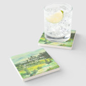 緑の谷絵画の水色 ストーンコースター (横)