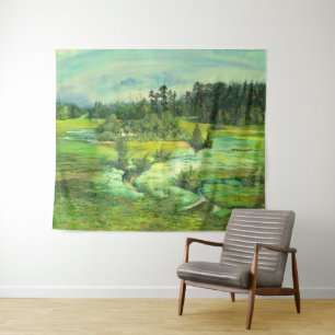 緑の谷絵画の水色 タペストリー