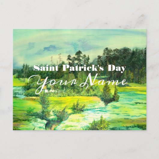 緑の谷絵画の水色 ポストカード (正面)