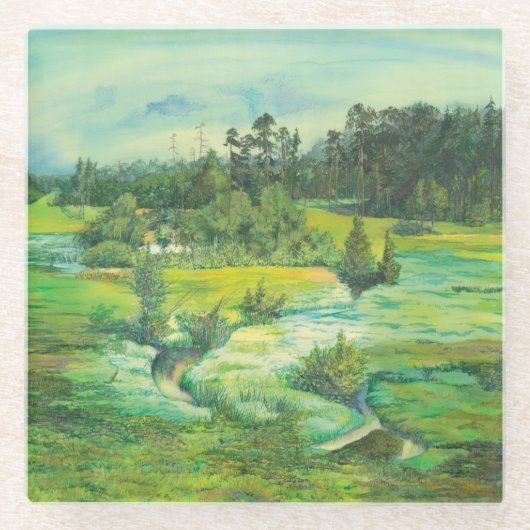 緑の谷 ガラスコースター (正面)