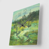 緑の谷 スクエア壁時計 (傾斜)