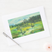 緑の谷 長方形シール (封筒)