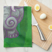 緑の象のクリスマス キッチンタオル (四つ折り)