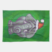 緑の象のクリスマス キッチンタオル (横)