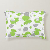 緑の象のパターン,かわいい象,星 アクセントクッション (正面)