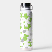 緑の象のパターン，かわいい象，星 ウォーターボトル (背面)
