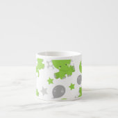 緑の象のパターン，かわいい象，星 エスプレッソカップ (正面)