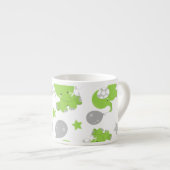 緑の象のパターン，かわいい象，星 エスプレッソカップ (正面右)
