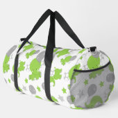 緑の象のパターン，かわいい象，星 ダッフルバッグ (右コーナー)