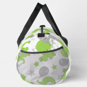 緑の象のパターン，かわいい象，星 ダッフルバッグ (右)