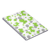 緑の象のパターン,かわいい象,星 ノートブック (右側)