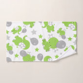 緑の象のパターン，かわいい象，星 バスタオルセット (ハンドタオル)