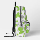 緑の象のパターン，かわいい象，星 プリントバックパック (左)