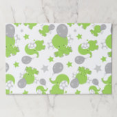 緑の象のパターン，かわいい象，星 ペーパーパッド (正面)