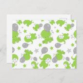 緑の象のパターン，かわいい象，星 ポストカード (正面/裏面)