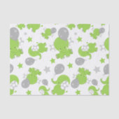 緑の象のパターン，かわいい象，星 薄葉紙 (正面)