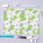 緑の象のパターン，かわいい象，星 薄葉紙 (クラフト)