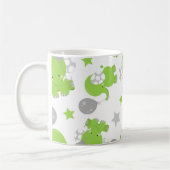 緑の象のパターン，星，あなたの名前 コーヒーマグカップ (左)
