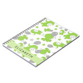 緑の象のパターン,星,あなたの名前 ノートブック (左側)