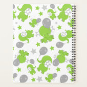 緑の象のパターン，星，あなたの名前 プランナー手帳 (裏面)