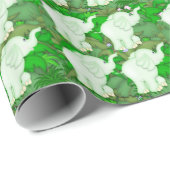 緑の象の漫画のラッピング紙 ラッピングペーパー (ロールコーナー)