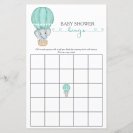 緑の象の赤ちゃんシャワービンゴゲーム