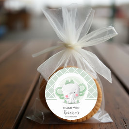 緑の象の赤ユニセックスちゃんシャワー ラウンドシール