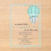 緑の象の赤男女兼用ちゃんシャワー アクリル招待状 (正面)