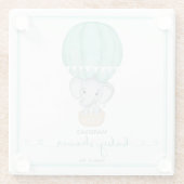 緑の象の赤男女兼用ちゃんシャワー ガラスコースター (裏面)