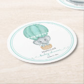 緑の象の赤男女兼用ちゃんシャワー ラウンドペーパーコースター (アングル)