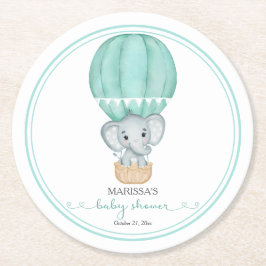 緑の象の赤男女兼用ちゃんシャワー ラウンドペーパーコースター