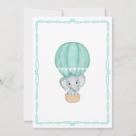 緑の象の赤男女兼用ちゃんシャワー 招待状 (裏面)