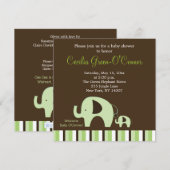 緑の象（男の子または女の子ニュートラル） 5x5招待状 招待状 (正面/裏面)