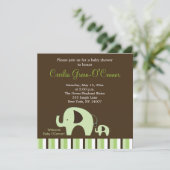 緑の象（男の子または女の子ニュートラル） 5x5招待状 招待状 (スタンド正面)