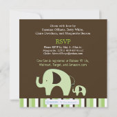 緑の象（男の子または女の子ニュートラル） 5x5招待状 招待状 (裏面)