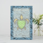 緑の貝のカメによって並べられる文房具 便箋 (スタンド正面)