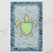 緑の貝のカメによって並べられる文房具 便箋 (正面)