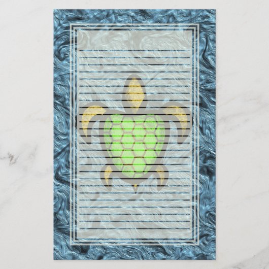 緑の貝のカメによって並べられる文房具 便箋 (正面)