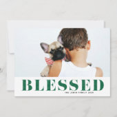 緑の賛美タイポグラフィ写真クリスマス シーズンカード (正面)