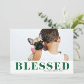 緑の賛美タイポグラフィ写真クリスマス シーズンカード (スタンド正面)