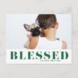 緑の賛美タイポグラフィ写真クリスマス シーズンポストカード