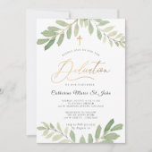 緑の賢素朴い緑のフェイク金ゴールド 招待状 (正面)