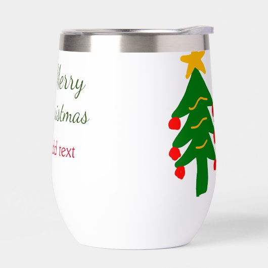 緑の赤いクリスマスツリー陽気なクリスマスの名前を追加 (左面)